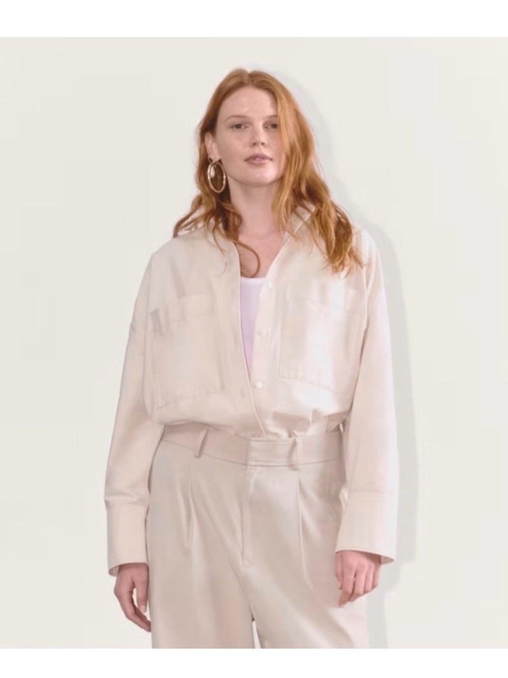 New Everlane Women Boxy Oxfords Casual Button Down Shirt Cream Size Medium